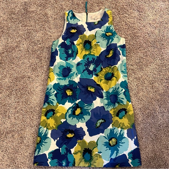 LOFT Dresses & Skirts - {Loft} Blue and Green Floral Sleeveless Shift Dress